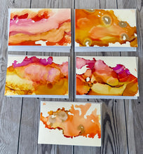 Load image into Gallery viewer, Flow & Color Series: Glowing Horizons Alcohol Ink Notecard Kit