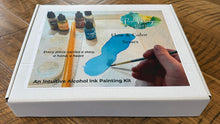 Load image into Gallery viewer, Flow &amp; Color Series - Arctic Flow 8x8 Ceramic Tile Intuitive Alcohol Ink Painting Kit
