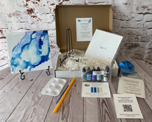 Load image into Gallery viewer, Flow &amp; Color Series - Arctic Flow 8x8 Ceramic Tile Intuitive Alcohol Ink Painting Kit
