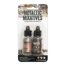 Load image into Gallery viewer, Tim Holtz® Alcohol Ink Mixative™ Rose Gold &amp; Gunmetal Kit, 0.5 oz bottles
