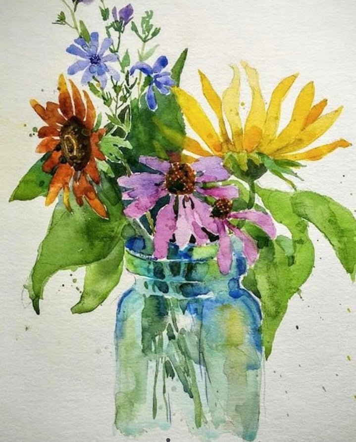 ”Jar of Flowers” Watercolor Class 10/13 5-8 CST